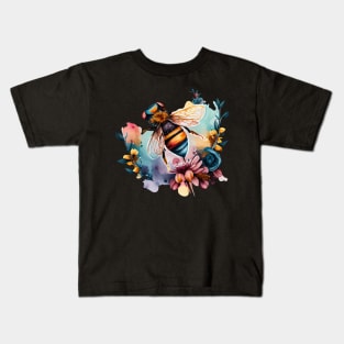 Floral Bee Watercolor 2.0 Kids T-Shirt